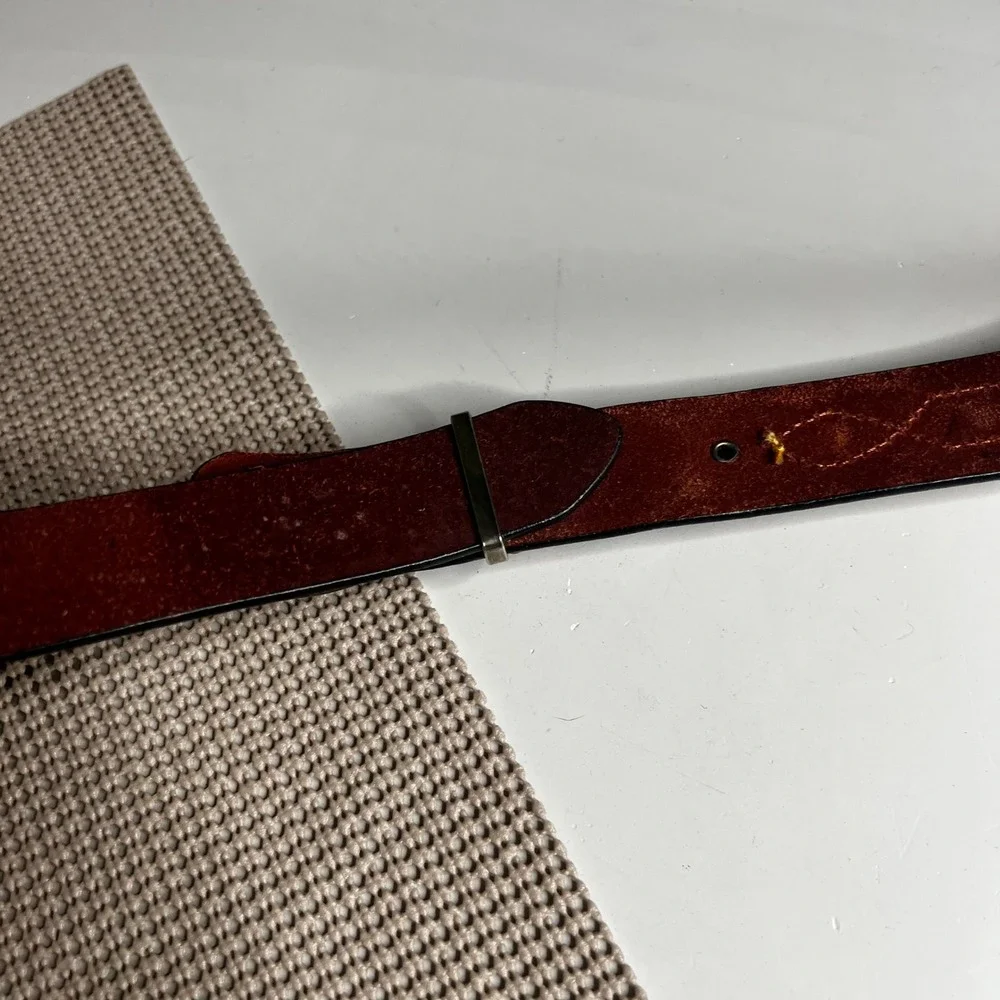 Buckaroo Leather Belts Australia Western Stitched Leather Belt Burgundy 38